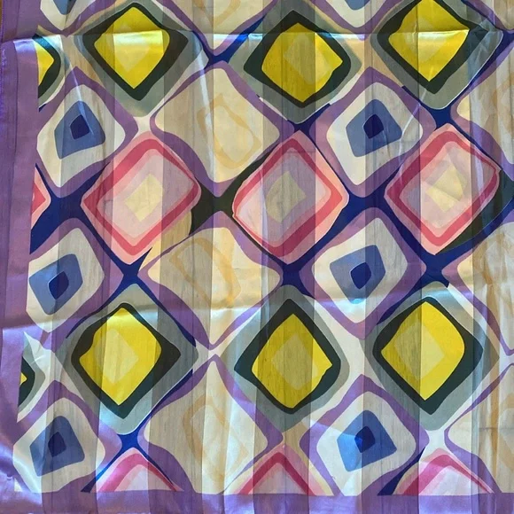 Geometric Patterned Silk Scarf - Picture 2 of 2